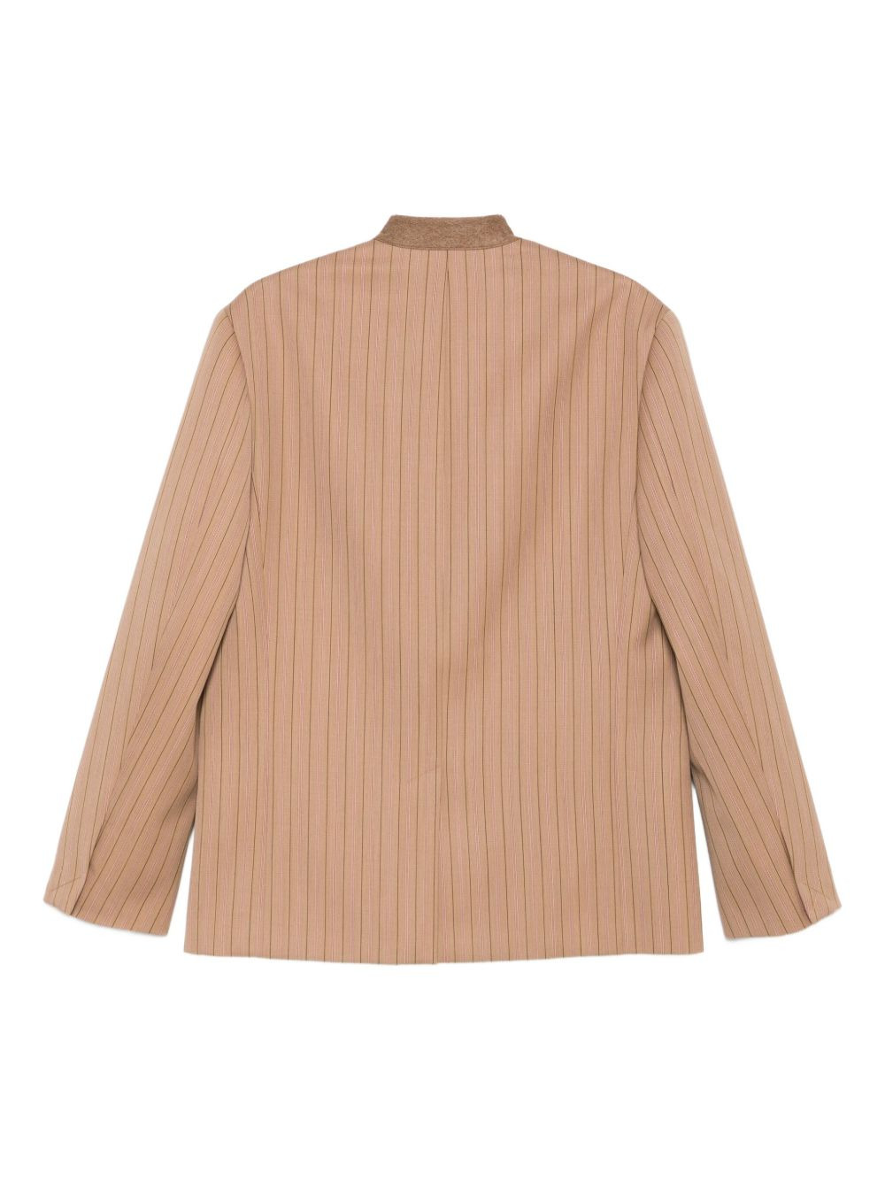 pinstripe mandarin-collar jacket - 2