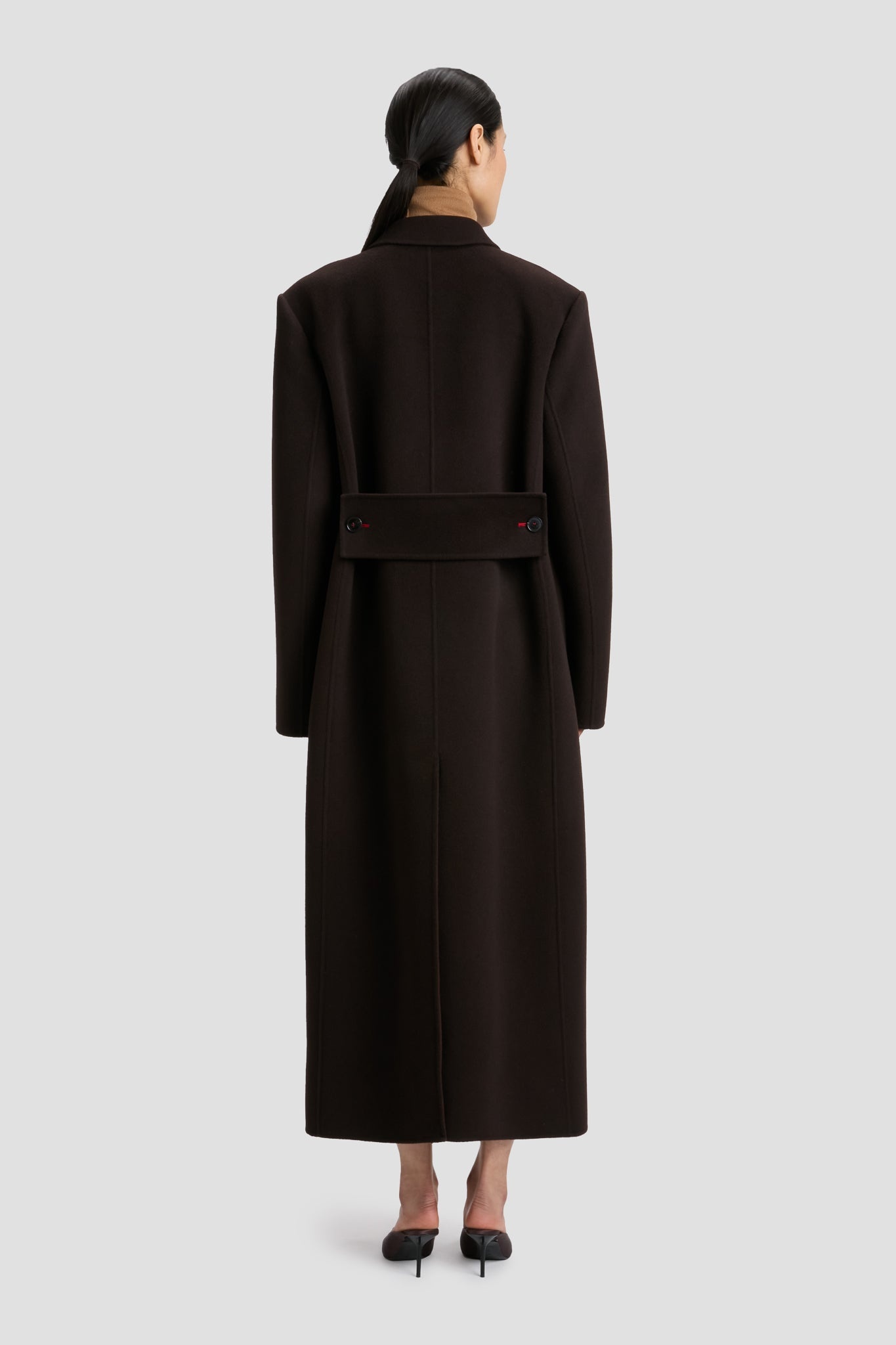 Double Faced Overcoat In Dark Chocolate - 6