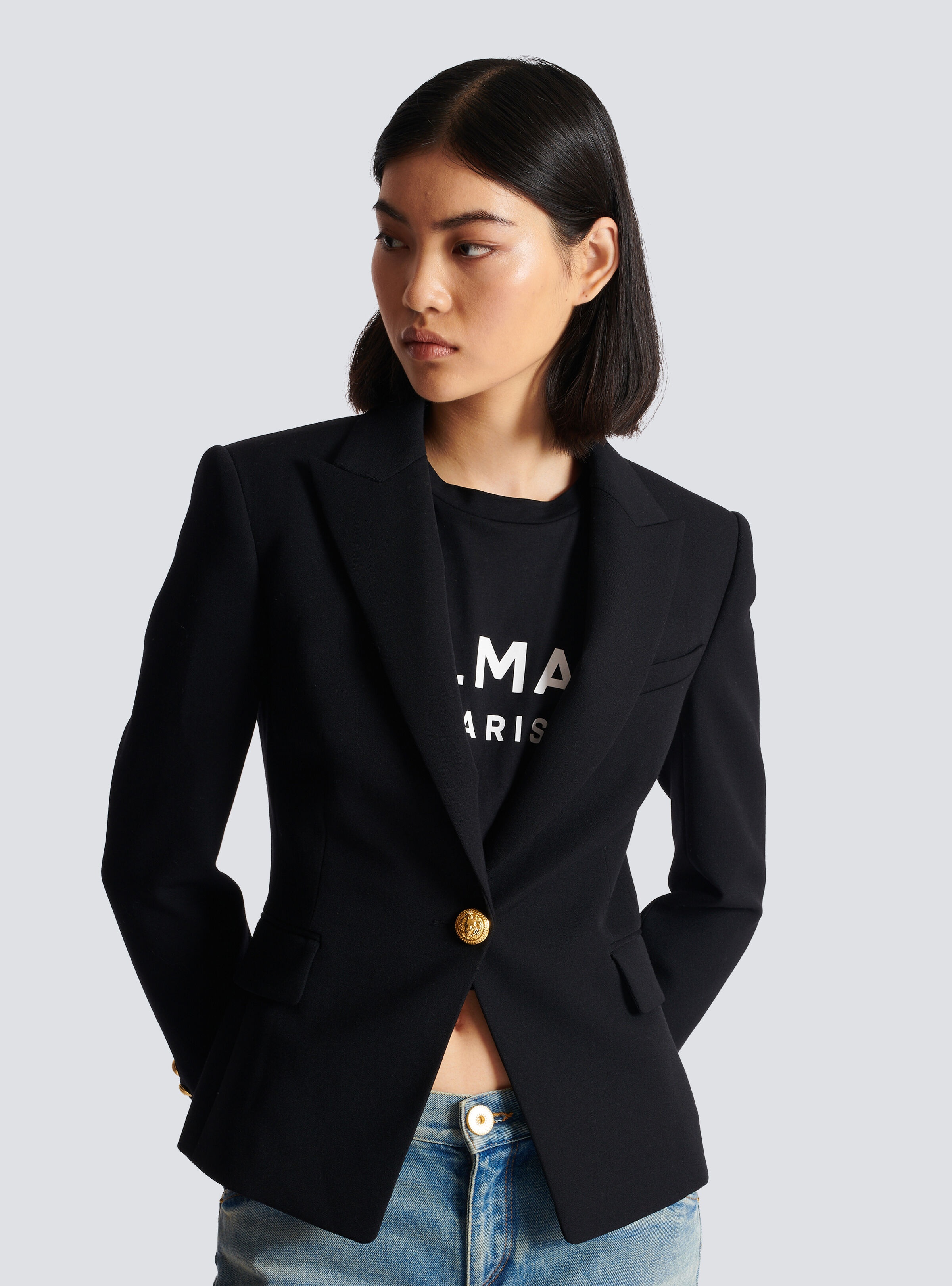 One-button wool blazer - 6