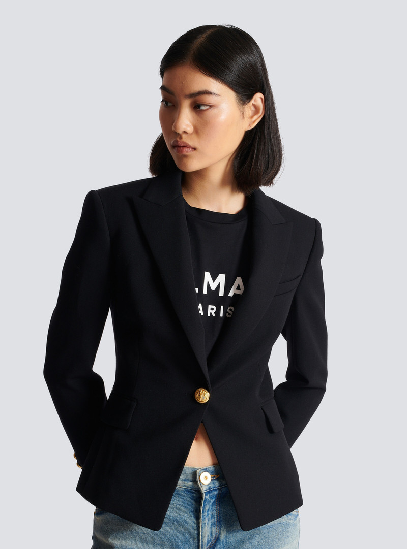 One-button wool blazer 6