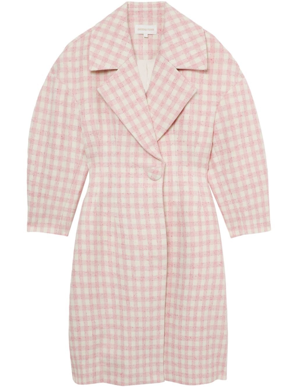check-pattern single-breasted coat - 1
