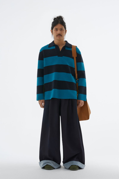 SUNNEI DARK BLUE STRIPED KNIT POLO outlook