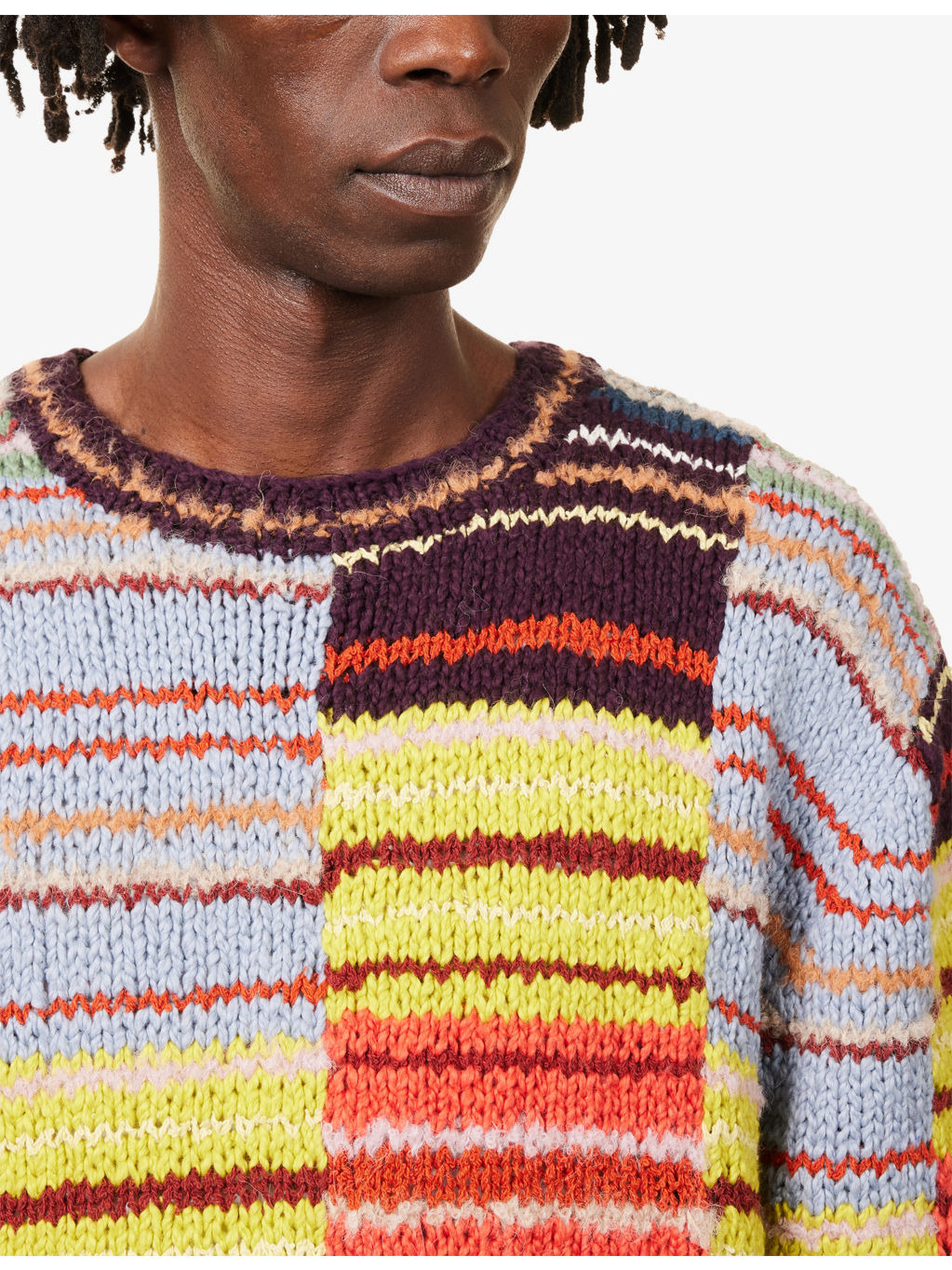 Patchwork-Scrap Patterned Long-Sleeve Knitted Jumper - 5