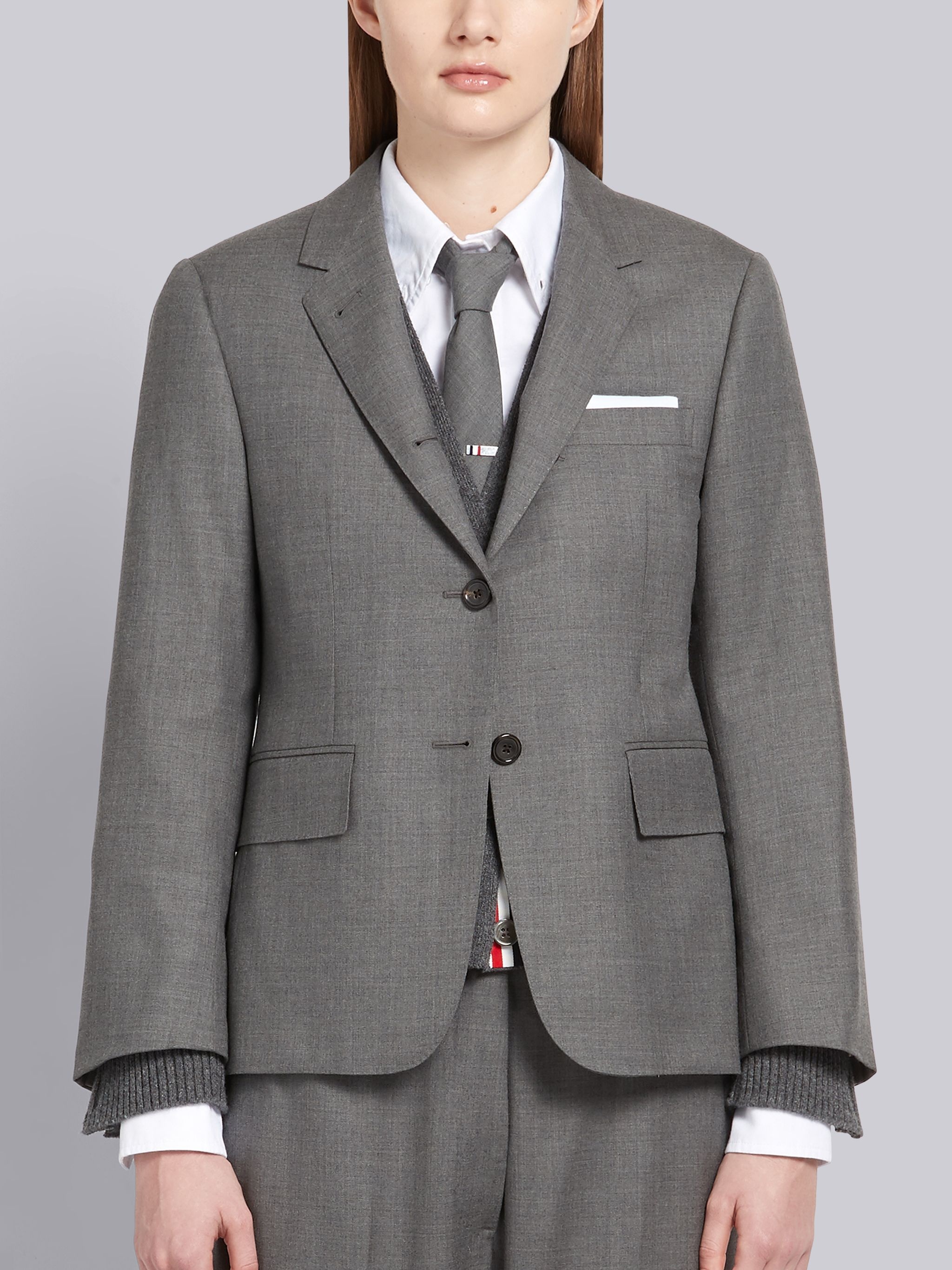 Medium Grey Super 120s Twill Classic Jacket - 1