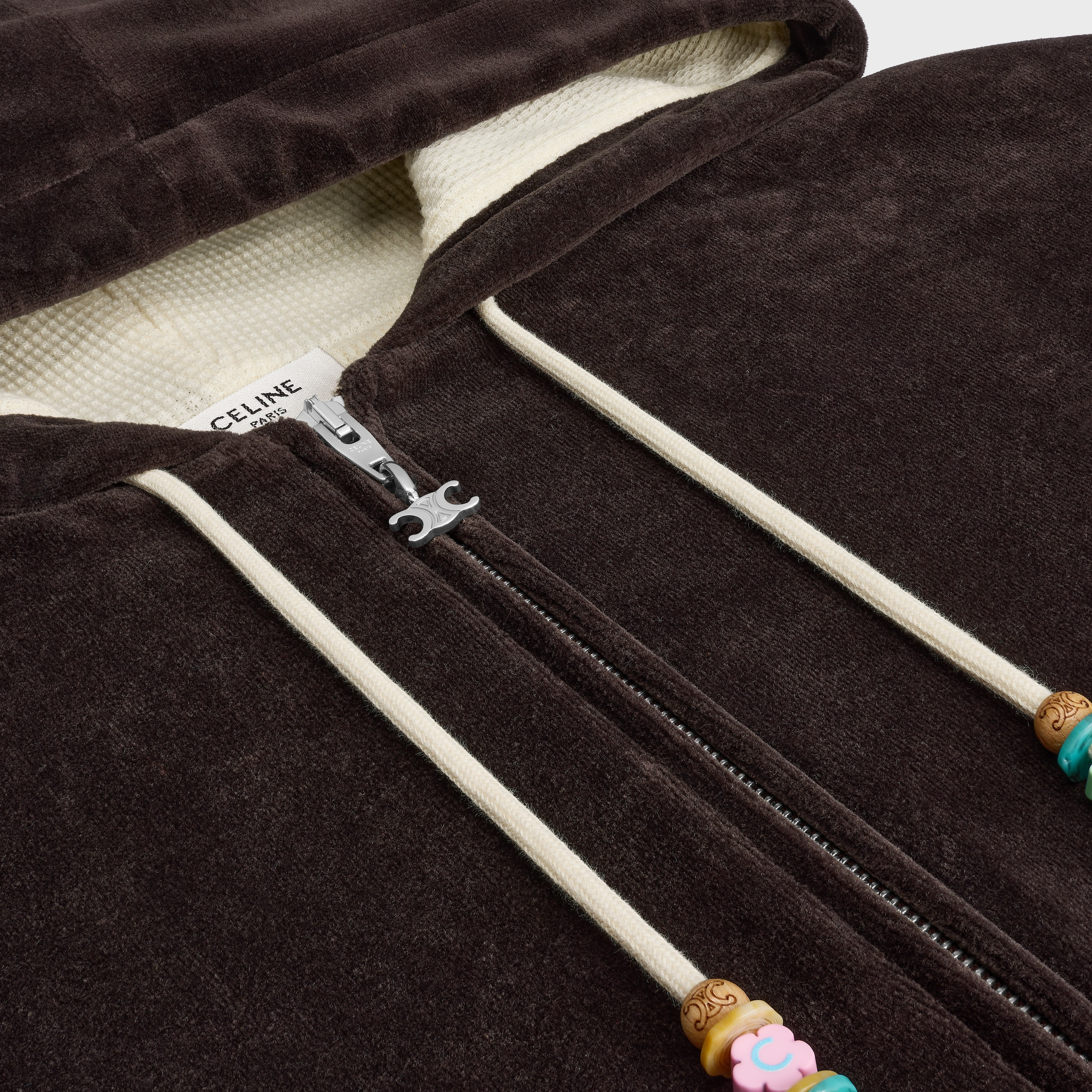 loose zip up hoodie IN VELVET COTTON - 3