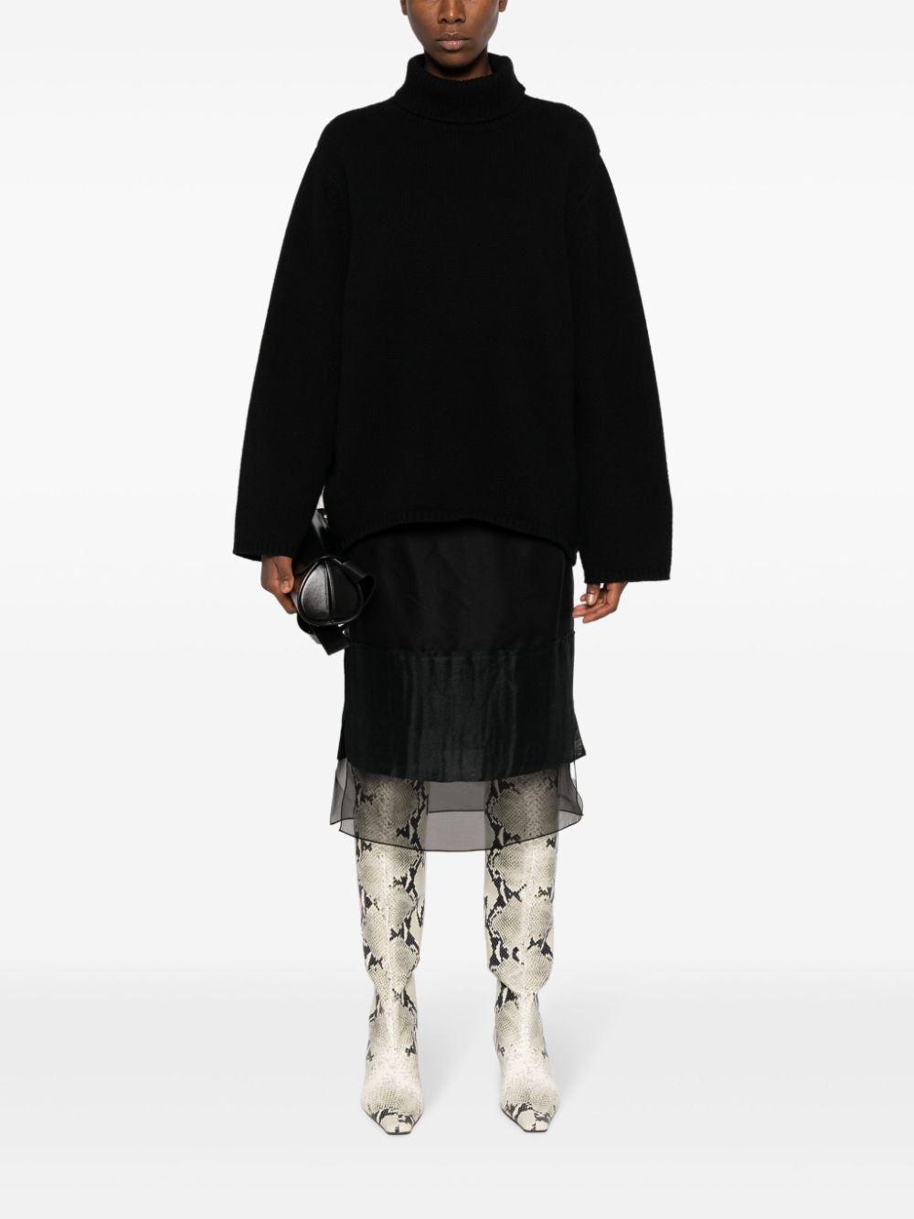 layered semi-sheer silk skirt - 2
