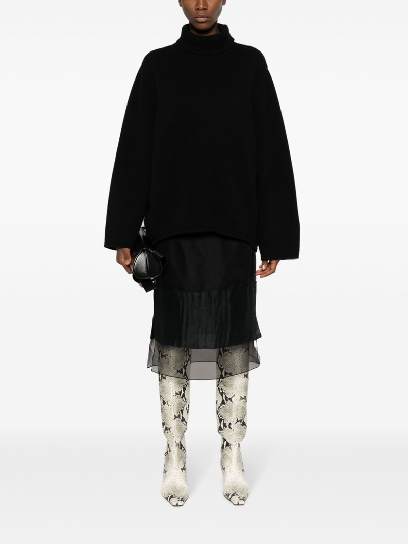 KHAITE layered semi-sheer silk skirt outlook