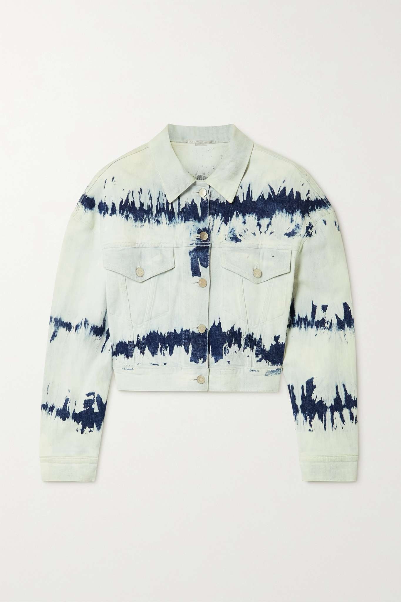 Cropped tie-dyed denim jacket - 1