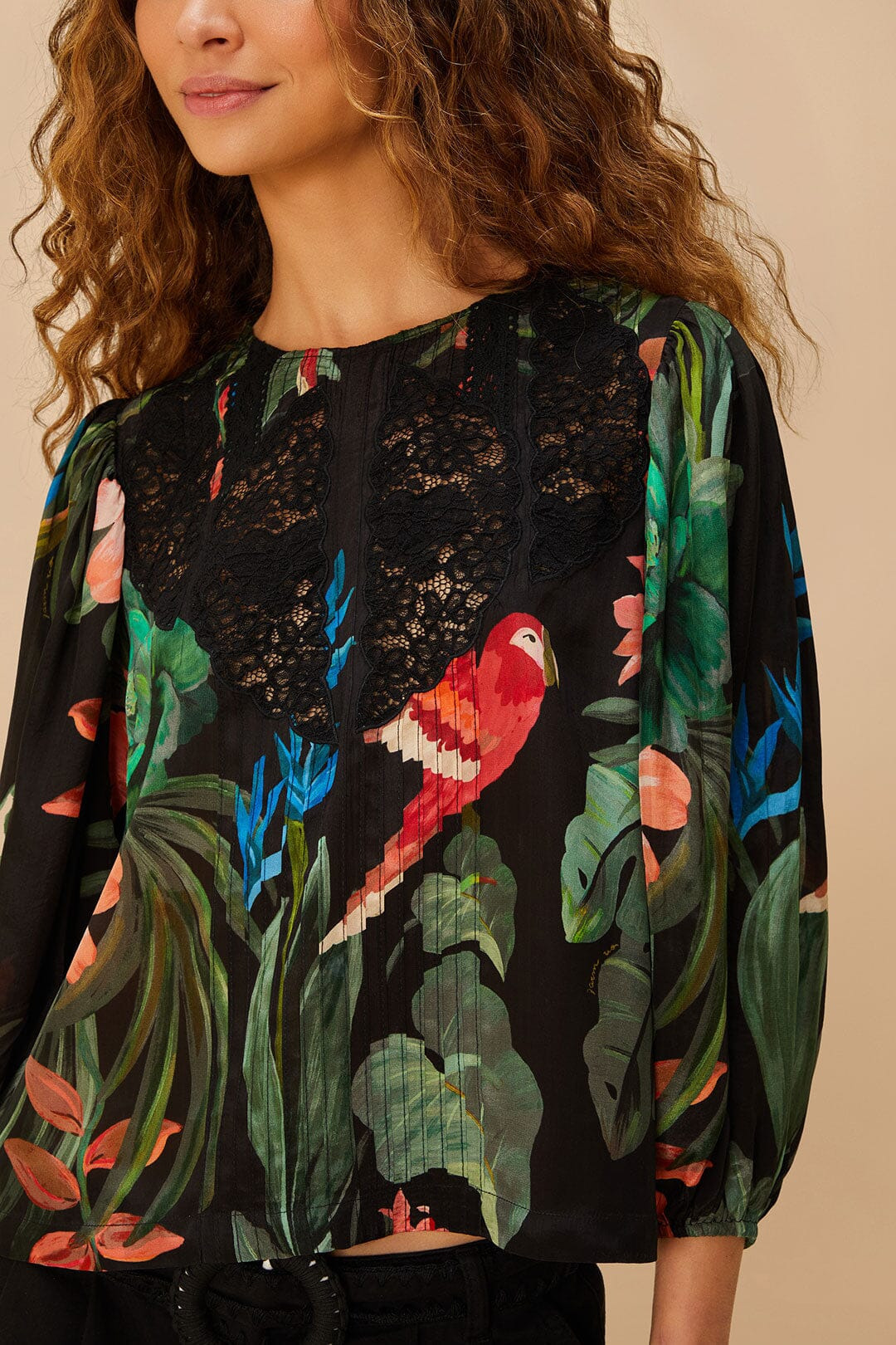 Midnight Macaw Fiesta Black Blouse - 2