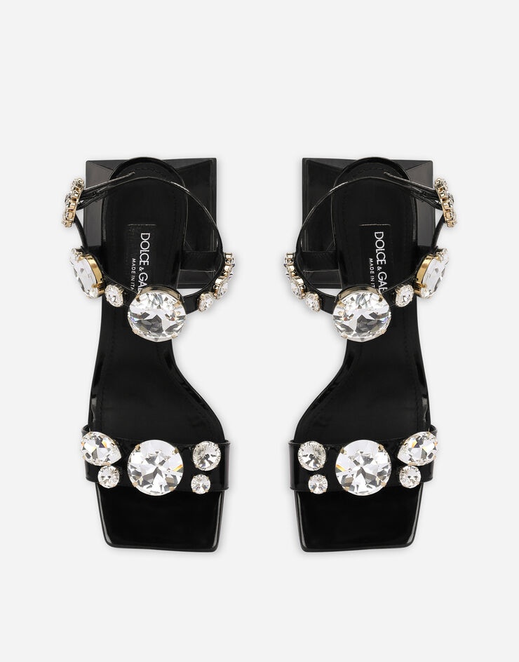 Polished calfskin sandals with crystals - 4