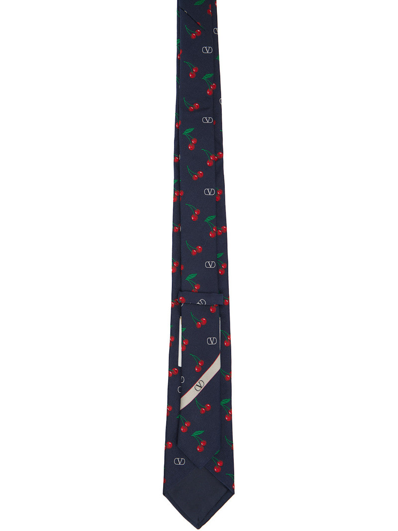 Valentino Navy Silk Jacquard Cherryfic Tie outlook