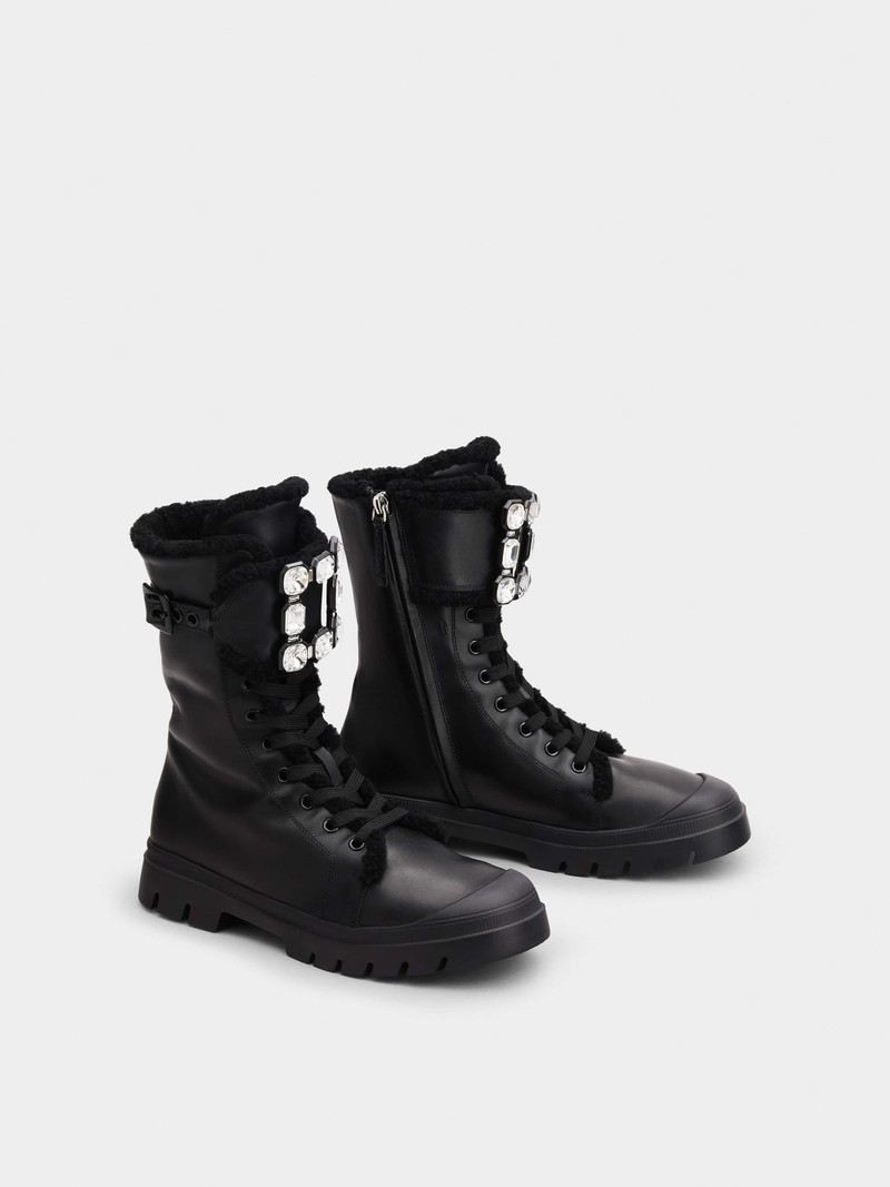 Walky Viv' Shearling Strass Buckle Boots in Leather 2