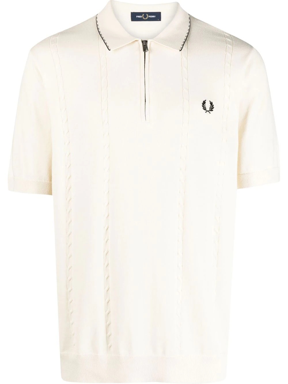 logo-embroidered knitted polo shirt - 1