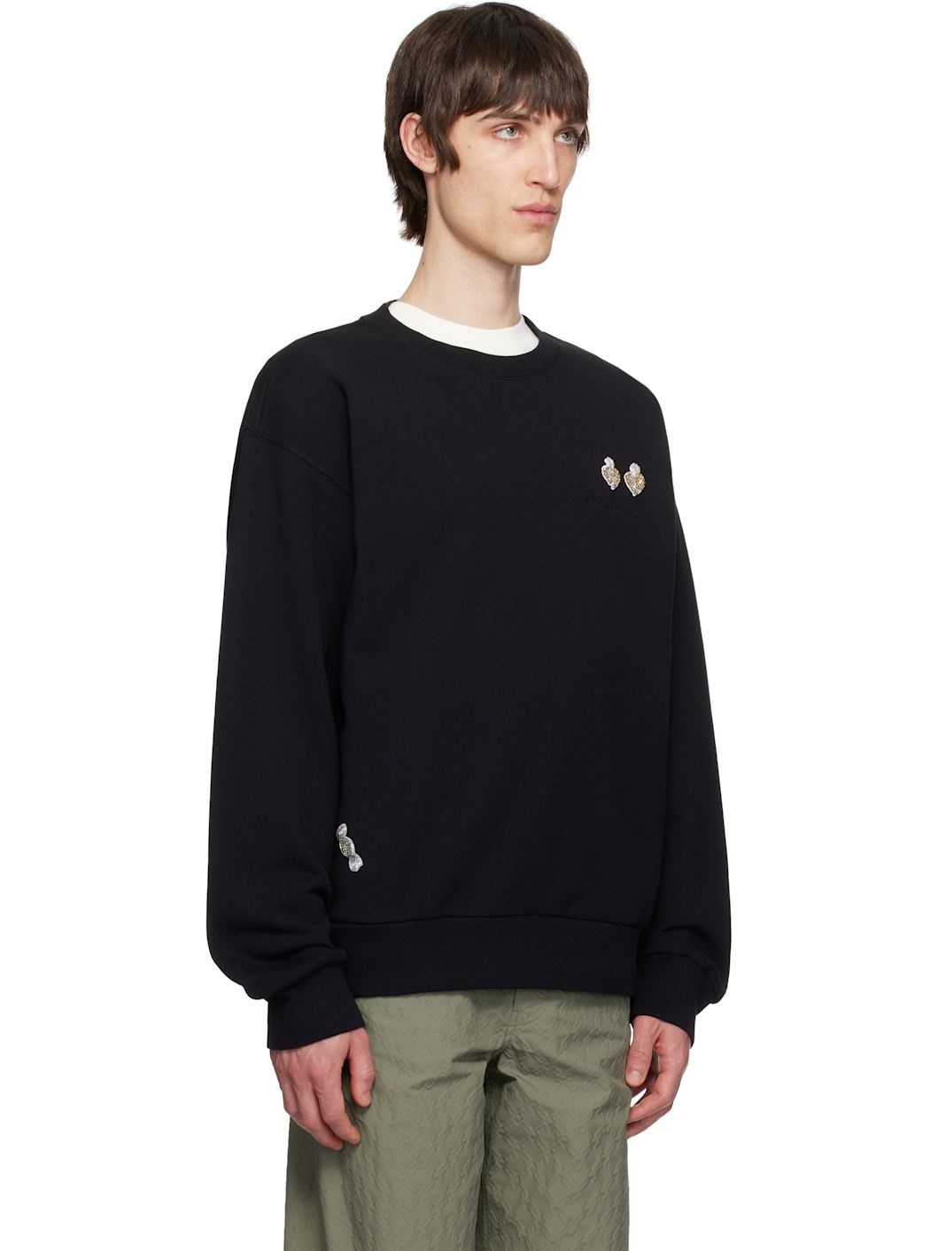 Black Cotton Patches Sweatshirt - 2