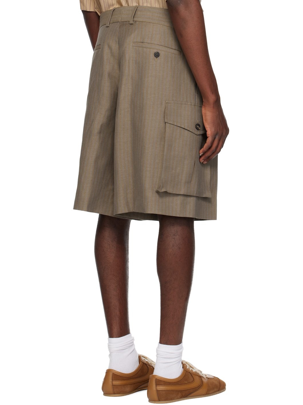 Brown Pleated Shorts - 3