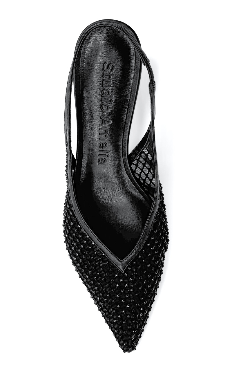Studio Amelia Razor Crystal-Mesh Slingback Pumps black outlook