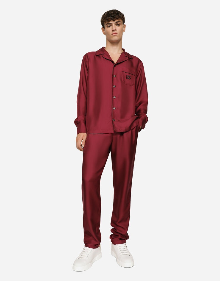 Silk shirt with DG logo-embroidered patch - 5