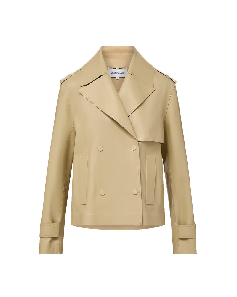 HEATHCLIFF CROPPED LEATHER TRENCH COAT 1