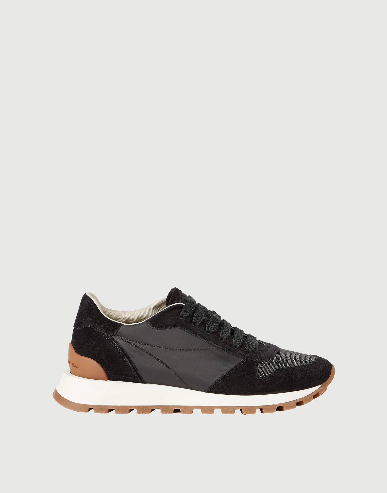 Suede and techno fabric runners with precious toe - 1