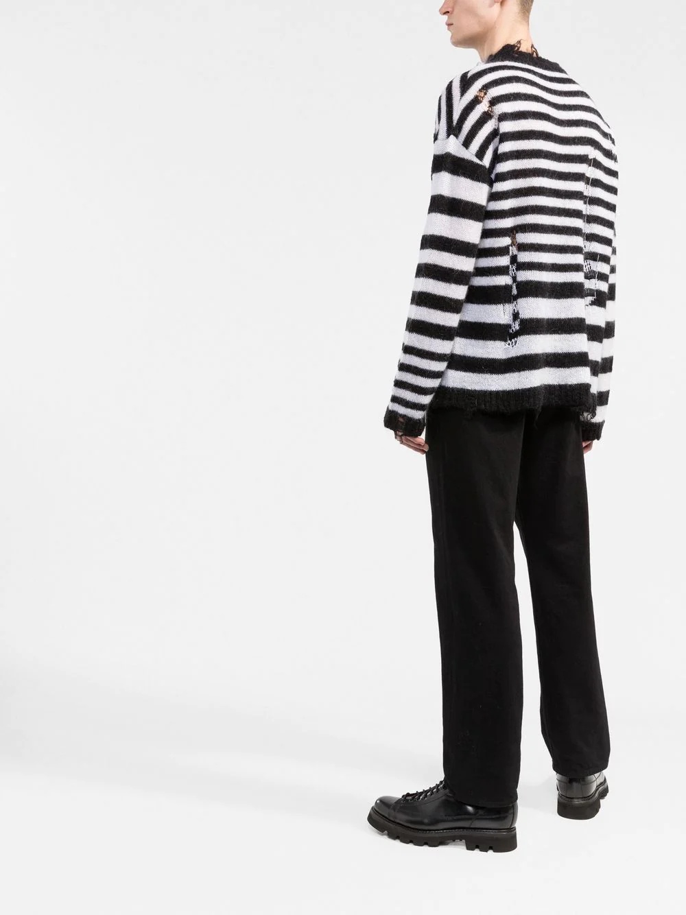 striped distressed-effect jumper - 4