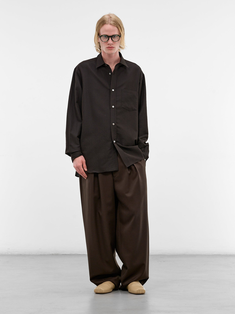ssstein Khaki Pleated Wool Wide Trousers outlook