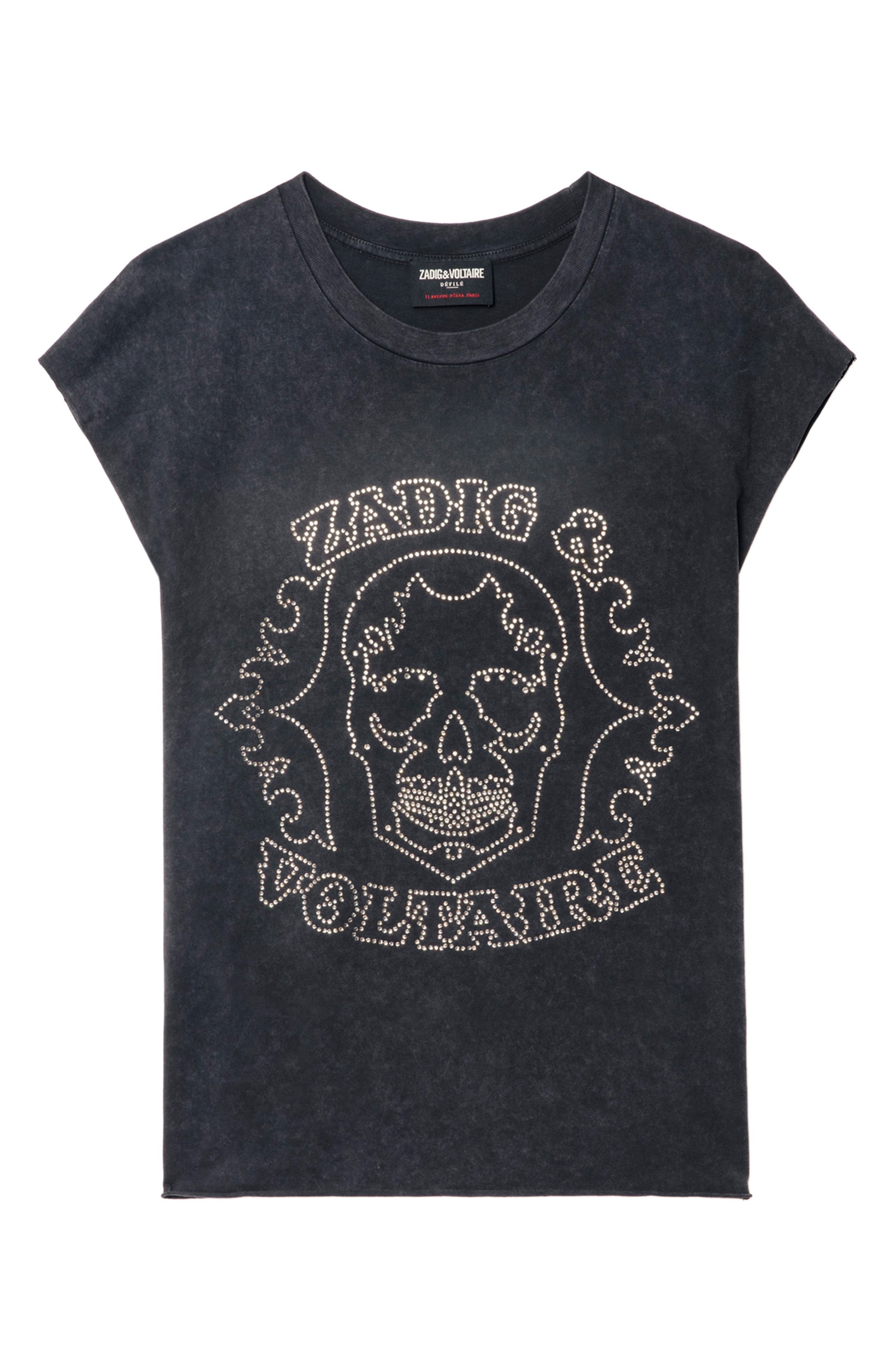 Zadig & Voltaire Cloe Strass Skull T-Shirt in Black at Nordstrom - 5