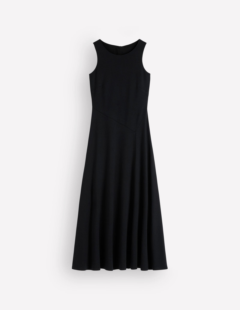 Asymetric Ponte Midi Dress-Black 1