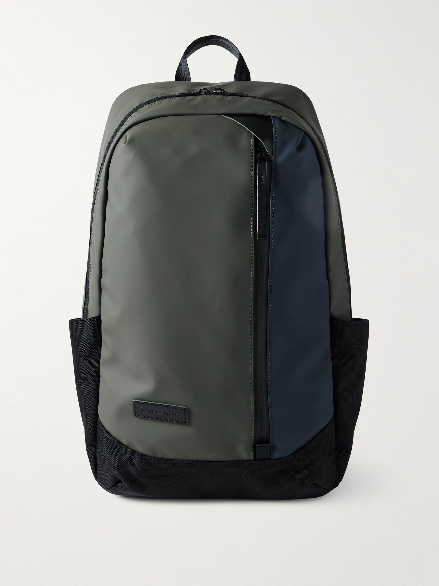 Slick Logo-Appliquéd Leather and CORDURA® Ballistic Nylon Backpack Gray - 1