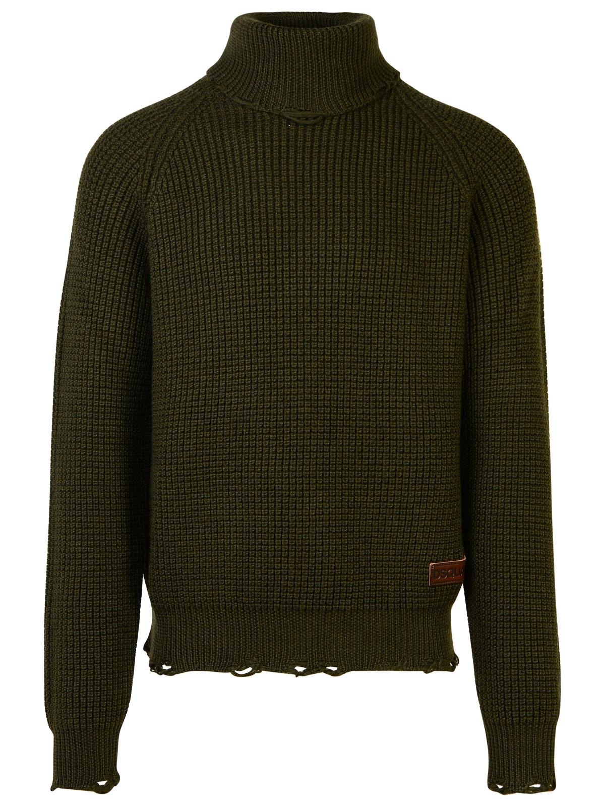Dsquared2 Dark Green Wool Turtleneck Sweater - 1