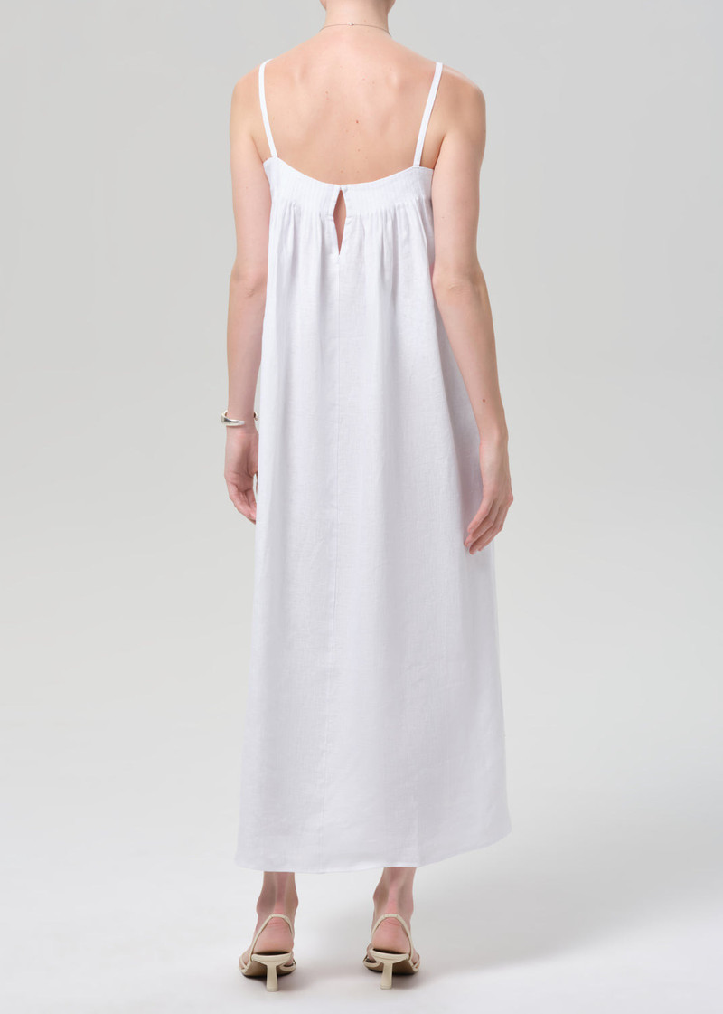 Reva Pintuck Linen Dress In White 3