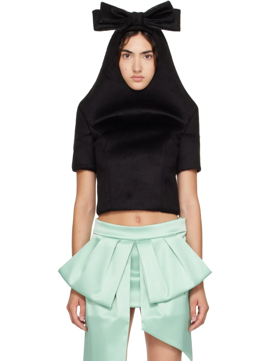 Black Neoprene Bow Top - 1