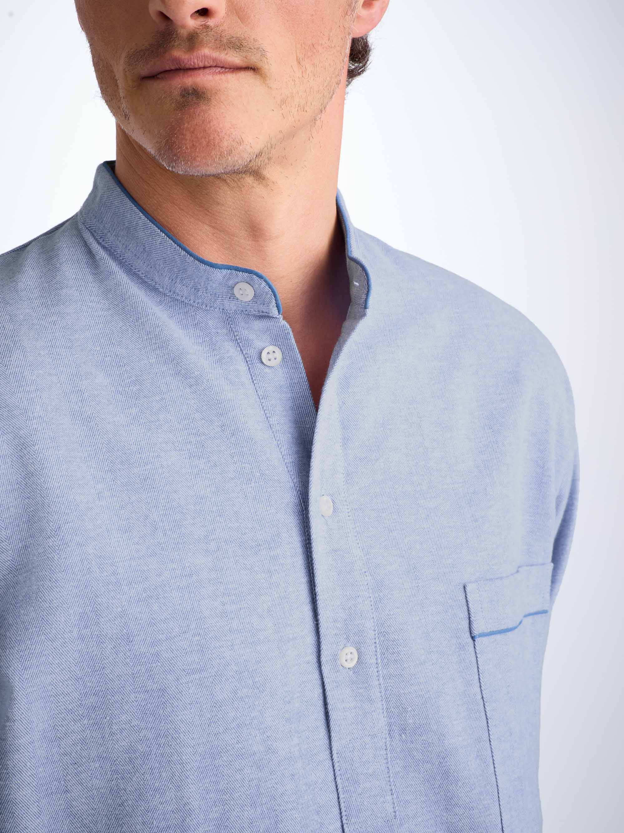 Men's Nightshirt Arran 24 Brushed Cotton Blue - 1