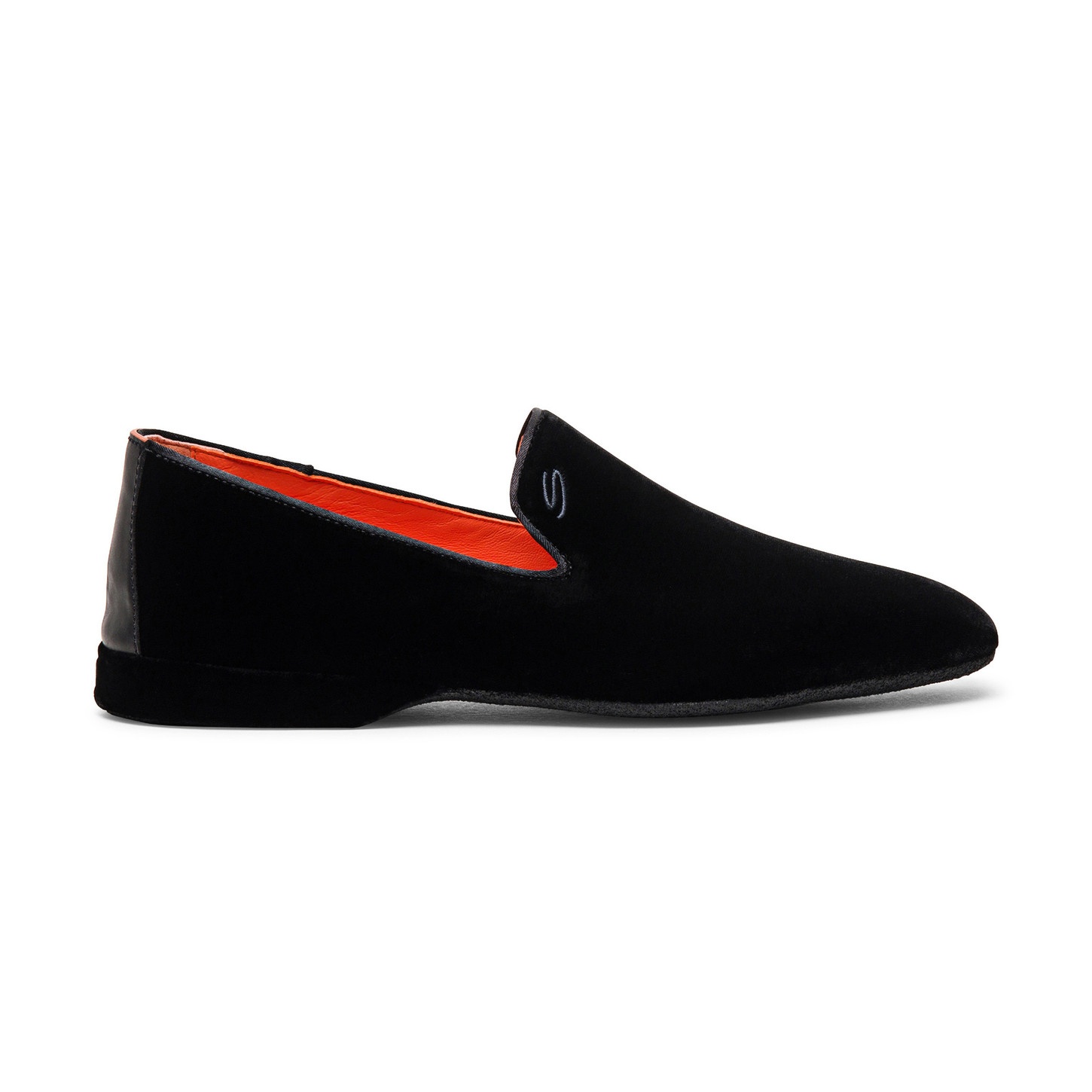 Men's black velvet slipper - 1