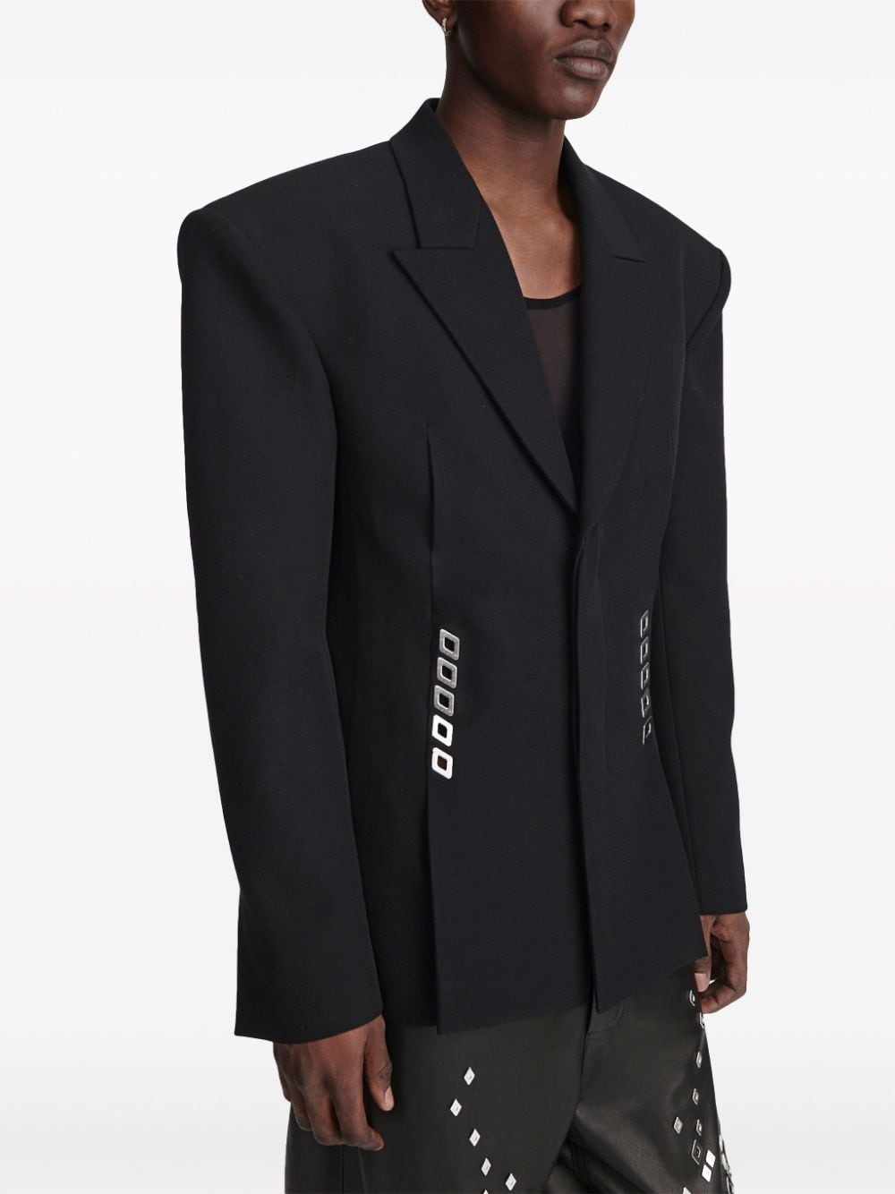 diamond-stud oversized blazer - 4