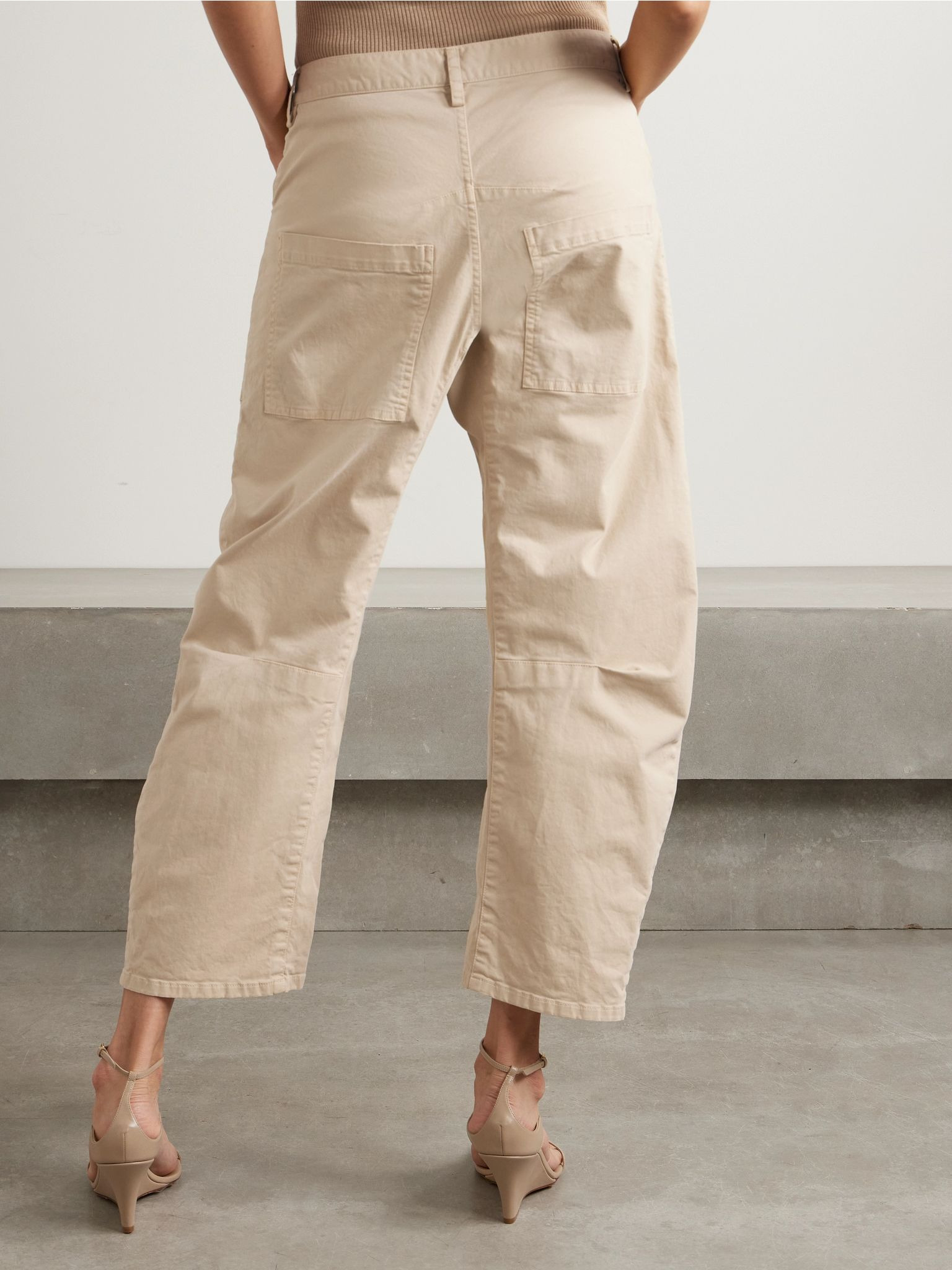 Shon cotton-blend twill tapered pants Beige - 4