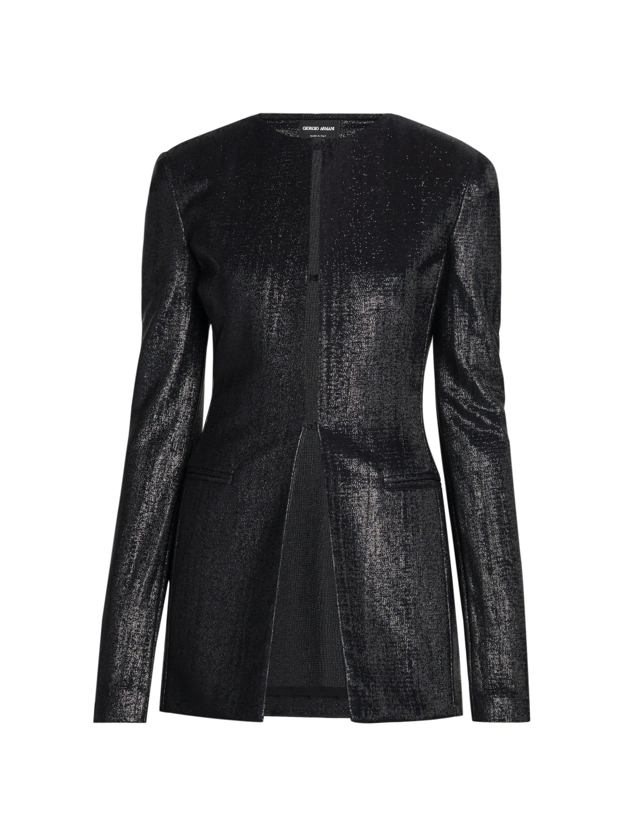 Women's Sparkle Round-Neck Jacket - Black - 1