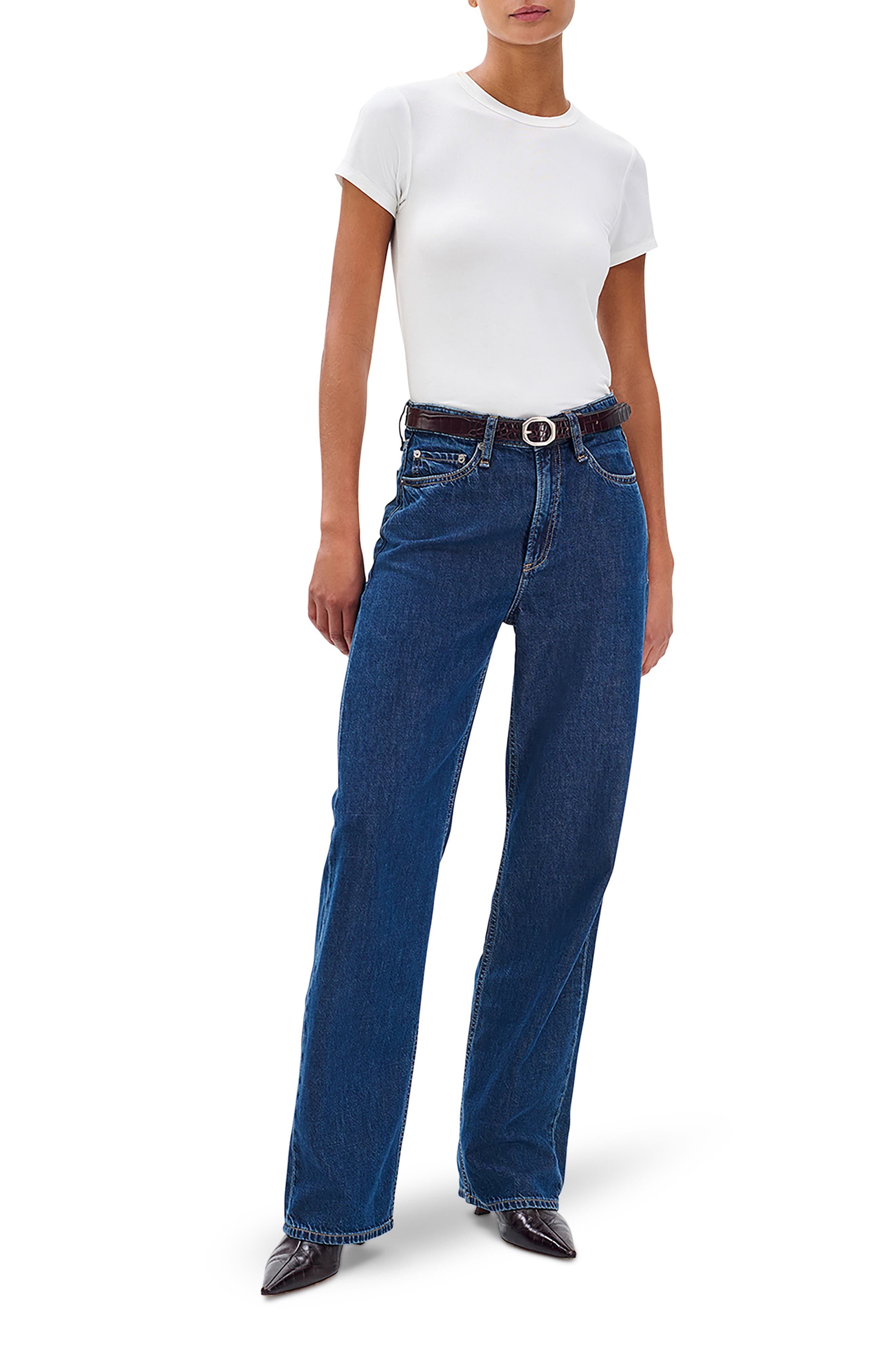 rag & bone Featherweight Logan Wide Leg Jeans in Well at Nordstrom - 6