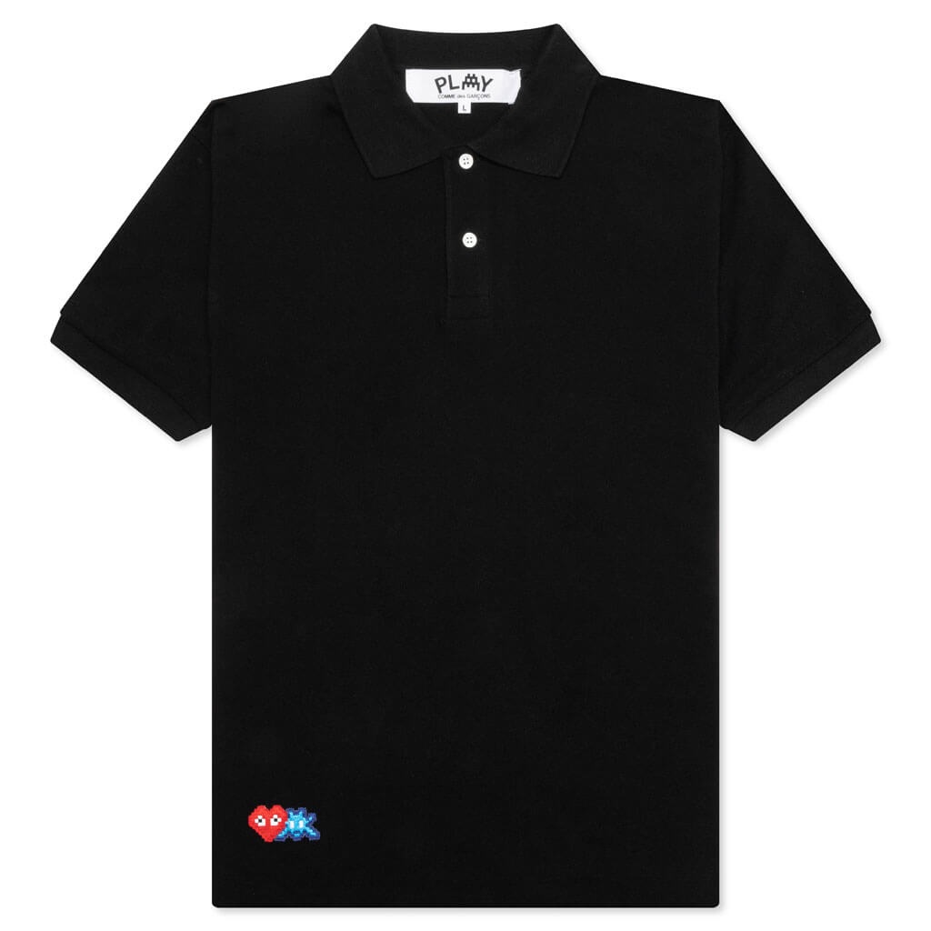 COMME DES GARCONS PLAY X THE ARTIST INVADER POLO - BLACK - 1