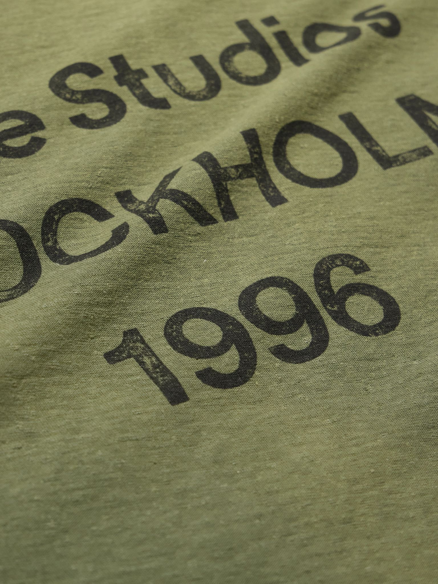 Edden U 1996 Logo-Print Distressed Cotton and Hemp-Blend T-Shirt Green - 4
