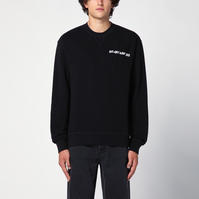 Black cotton sweatshirt with logo - 1