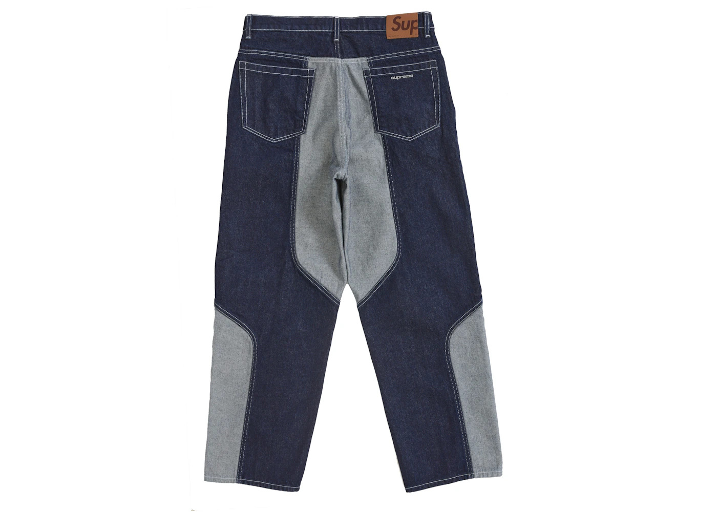 Supreme 2 Tone Paneled Baggy Jean Blue - 2