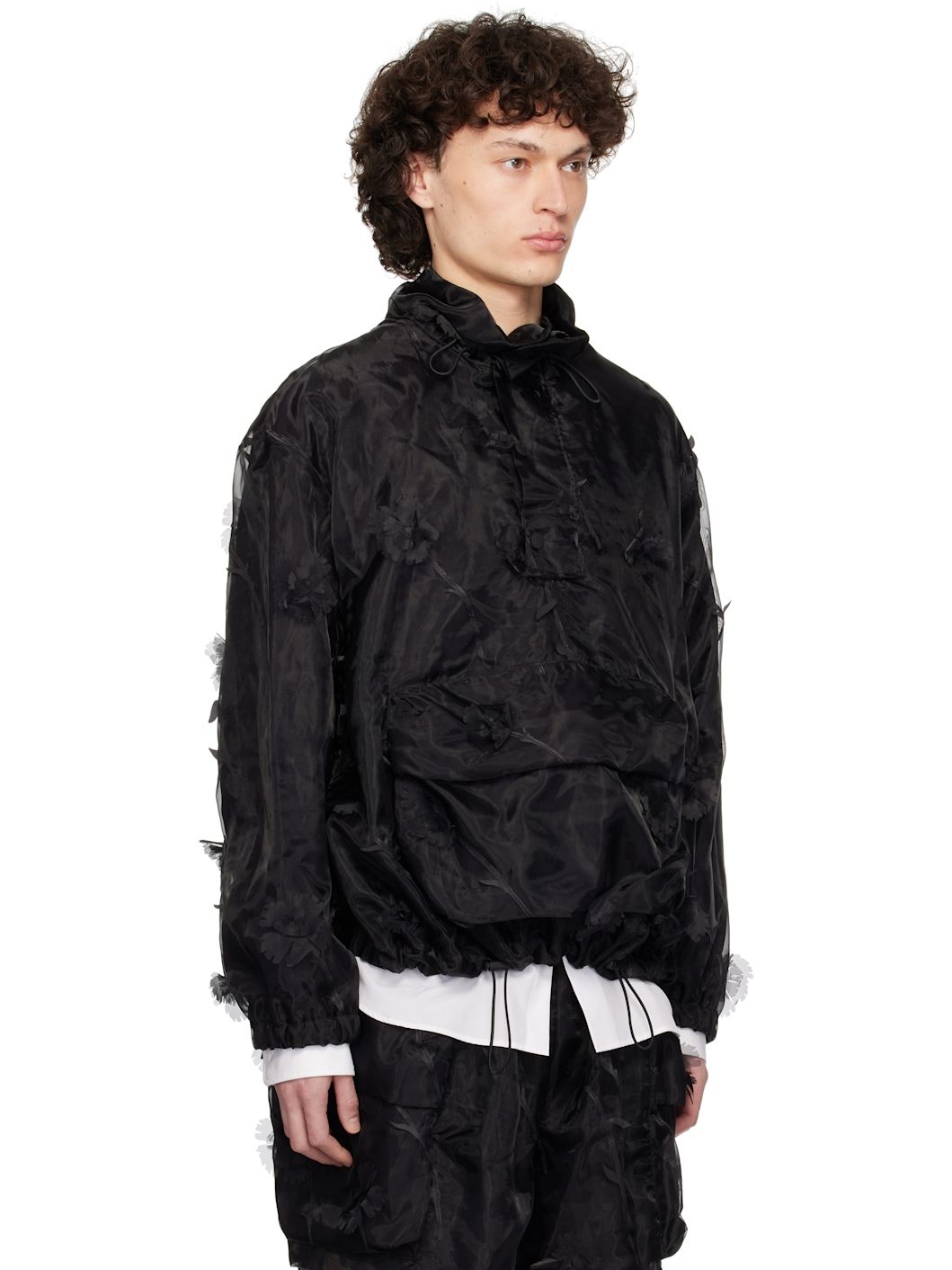 Black Carnation Organza Cagoule Jacket - 2