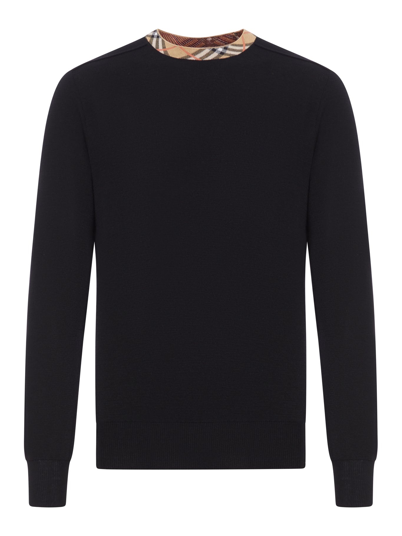 WOOL PULLOVER WITH CHECK FINISHES - 2
