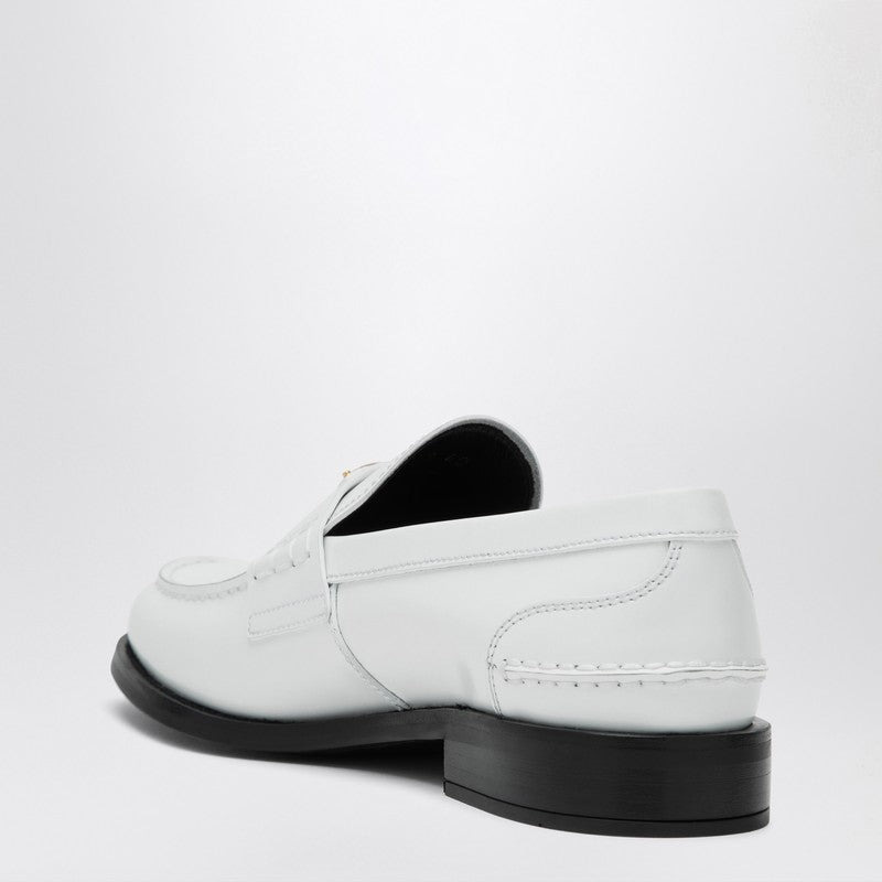 Prada Women White Brushed Leather Loafer - 2