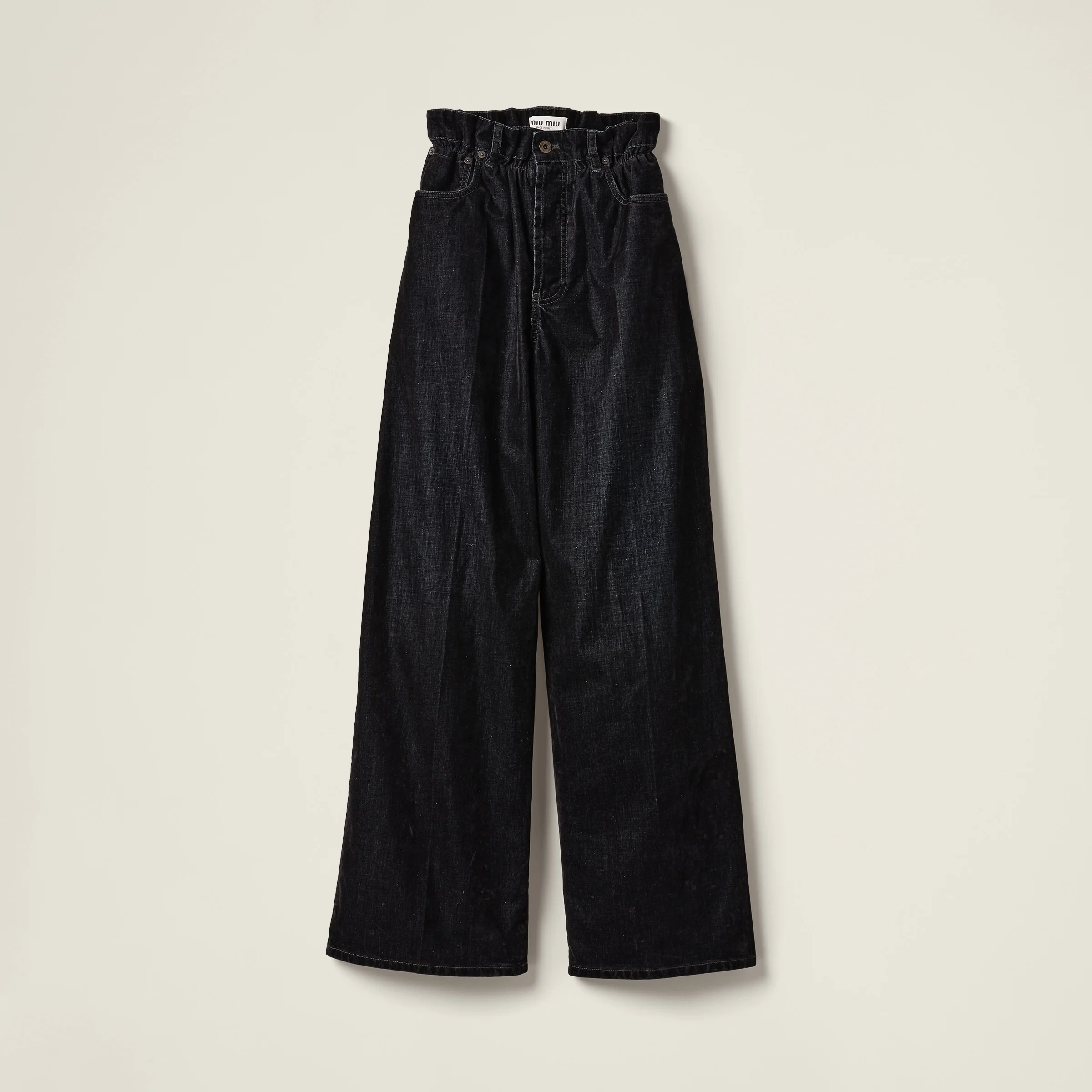 Washed flocked chambray pants - 1