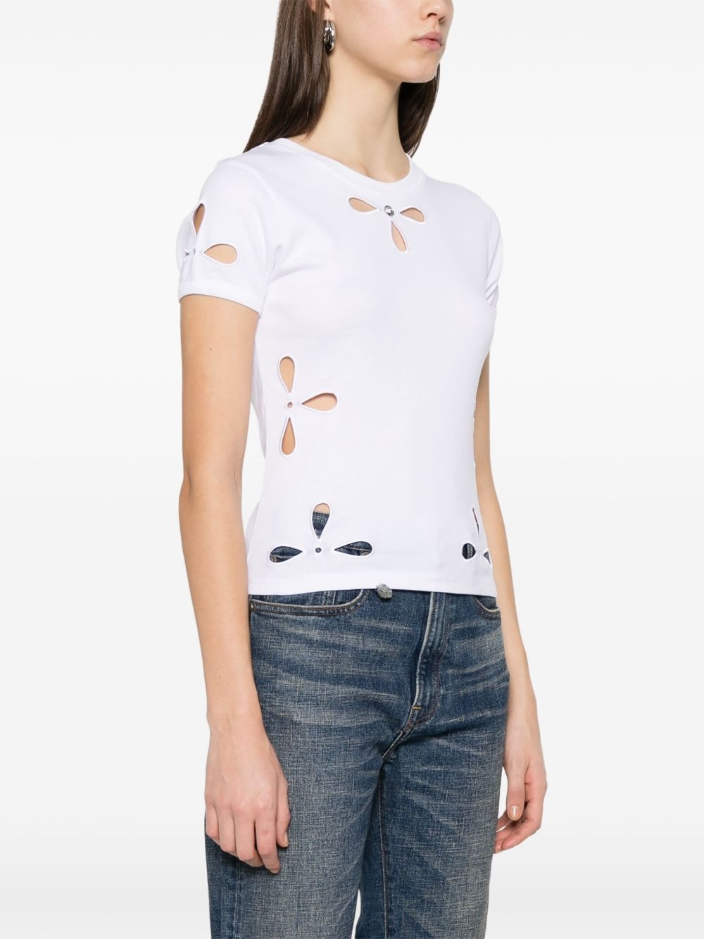 petal-embroidered T-shirt - 3