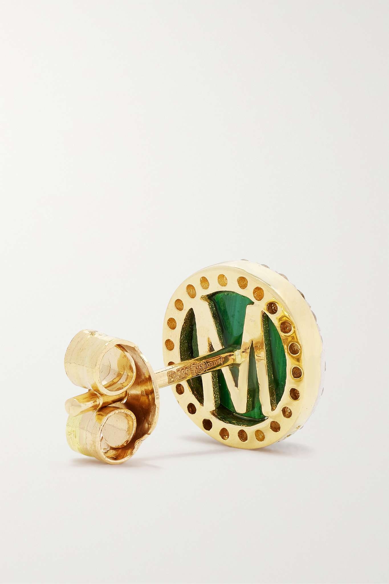 14-karat yellow and white gold, malachite and diamond earrings - 4