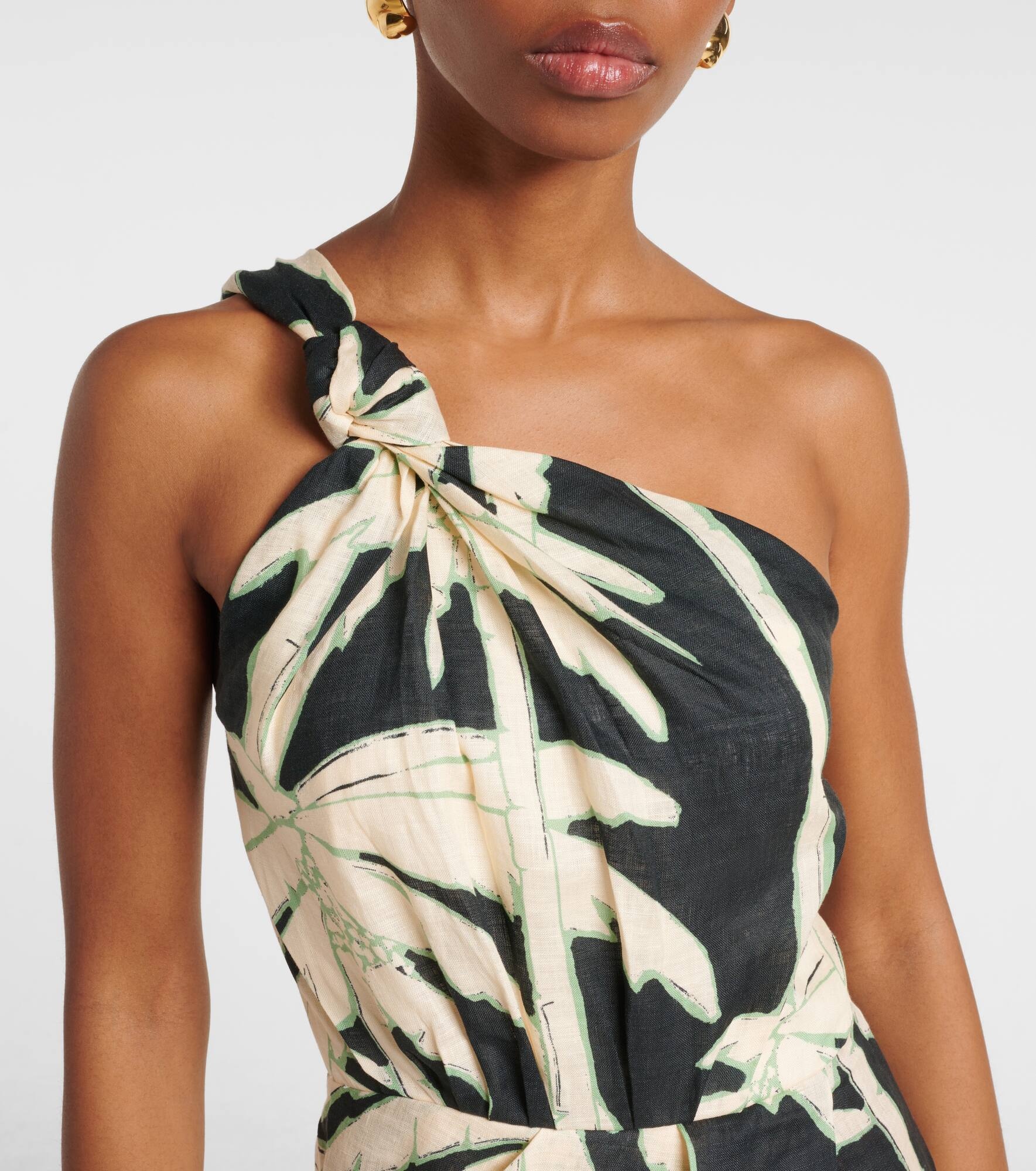 Printed one-shoulder midi dress - 4