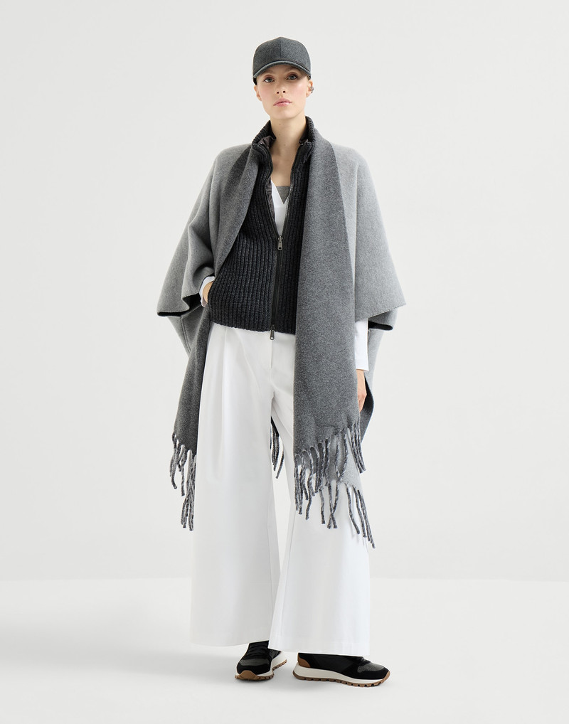 Wool and cashmere reversible double knit poncho 5