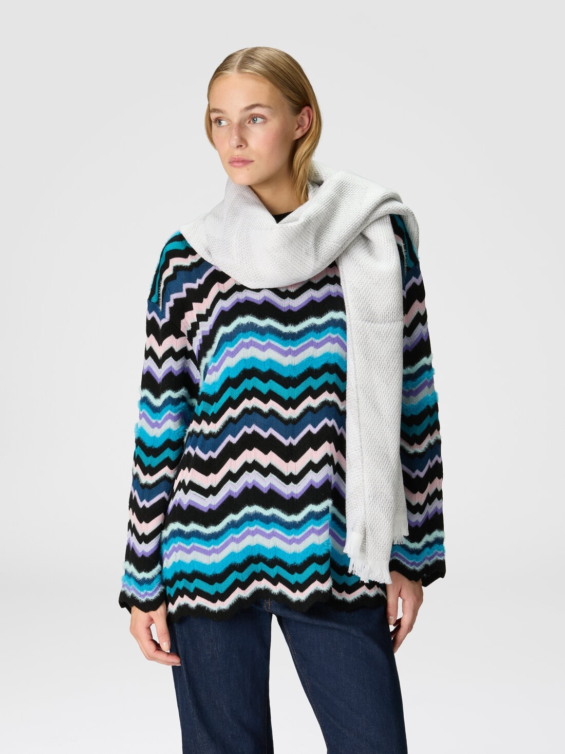 Zigzag wool stole - 3